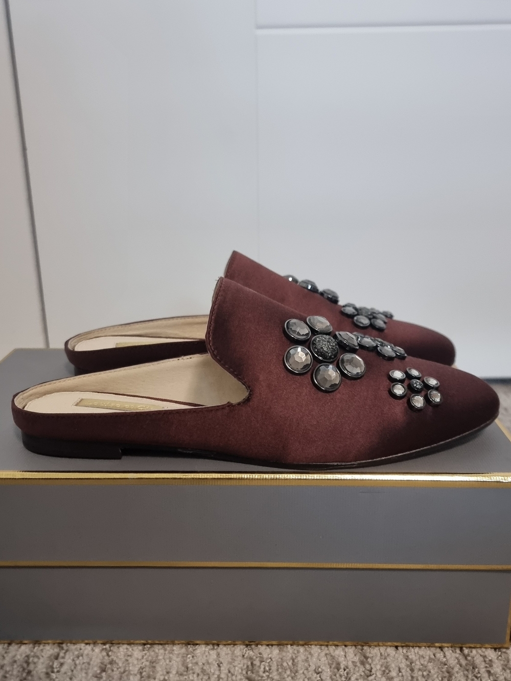 Louise et Cie Burgundy Embellished Slip-On Mules